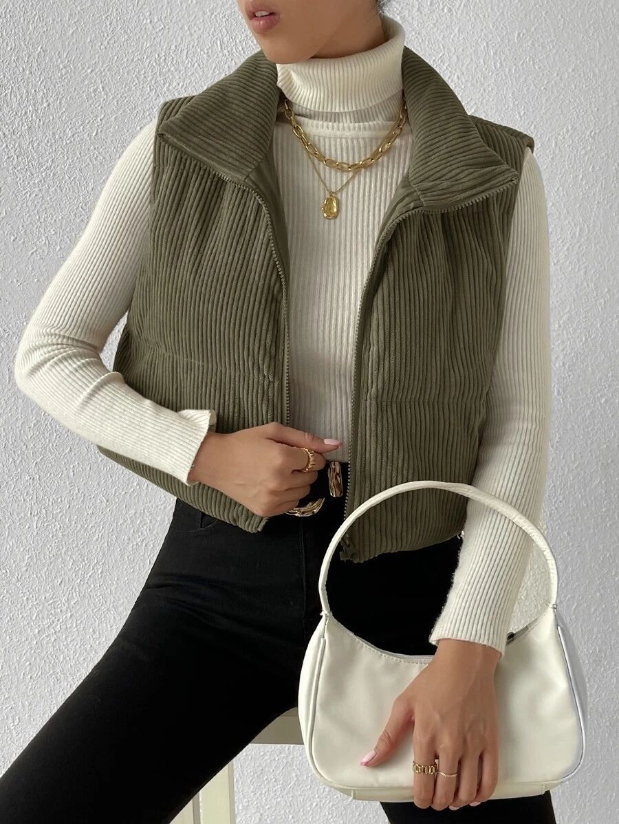 Solid Zip Up Vest Puffer Coat
   
      SKU: sw2209298768502948
          
          (100+ Review... | SHEIN