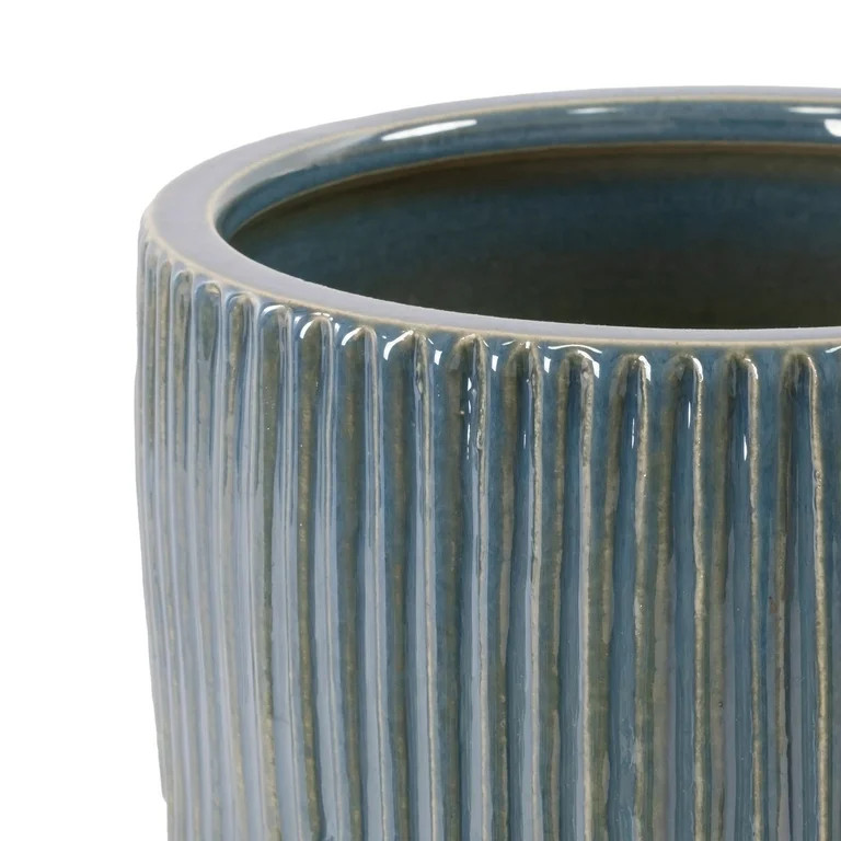 Beautiful 8" Soft Teal Pill Debossed Ceramic Planter by Drew Barrymore | Walmart (US)
