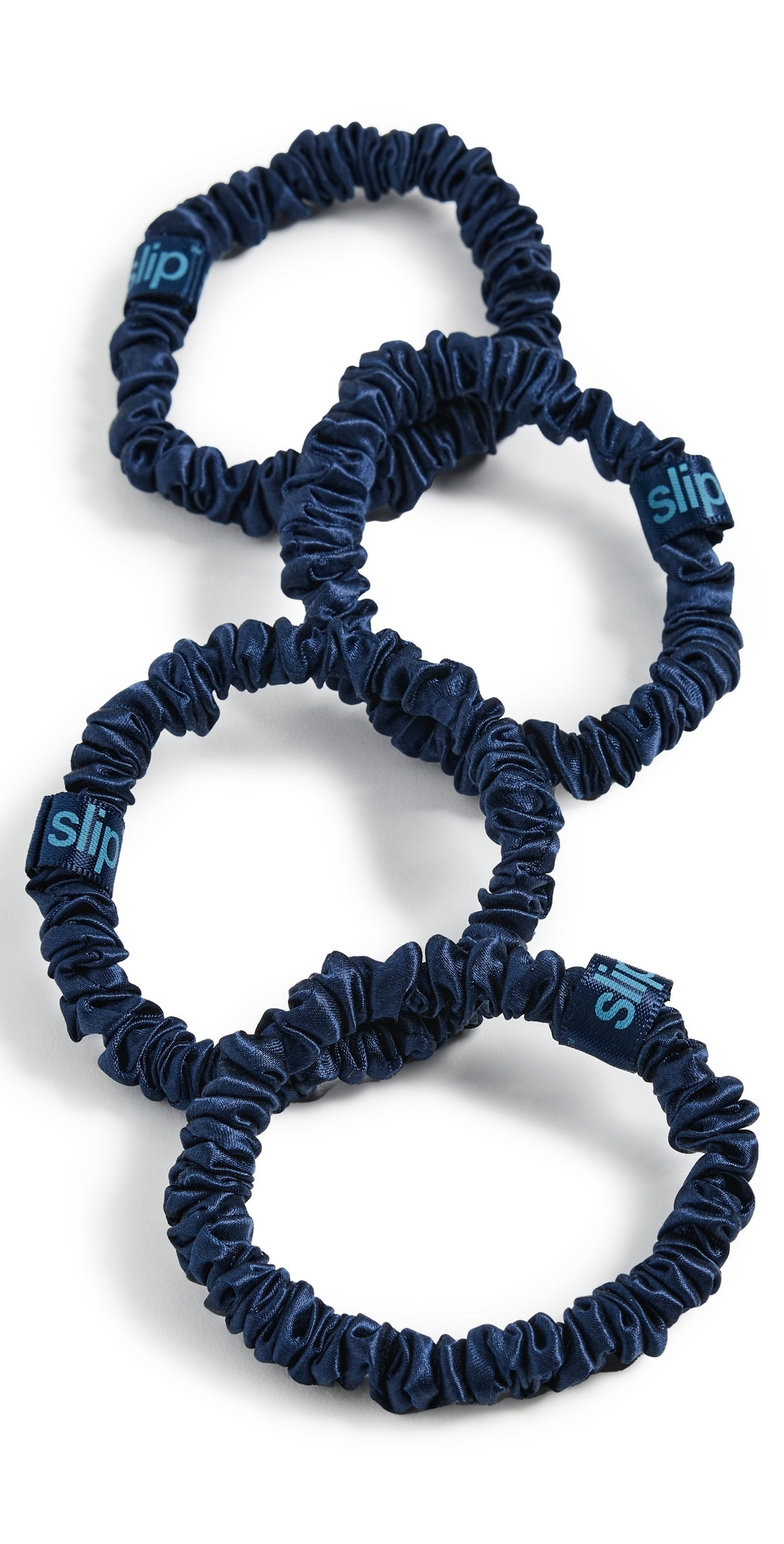 Slip Skinny Silk Scrunchies Set of 4 Navy One Size | Shopbop