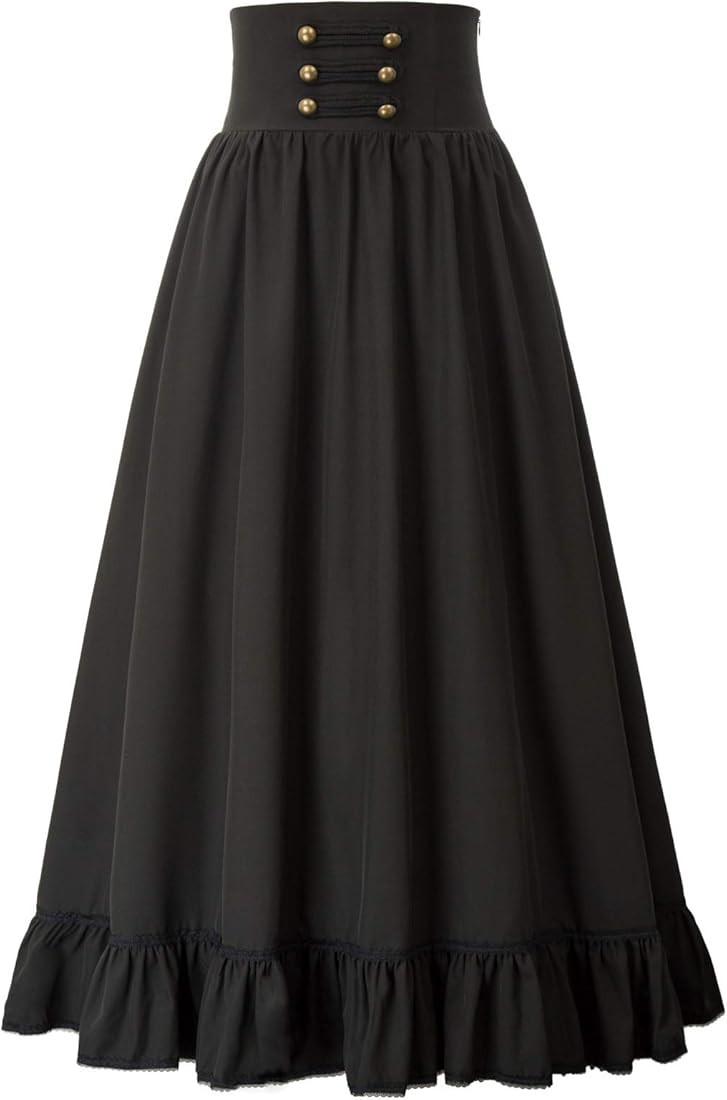 Scarlet Darkness Women Maxi Skirt Victorian Vintage High Waist Long Skirt | Amazon (US)