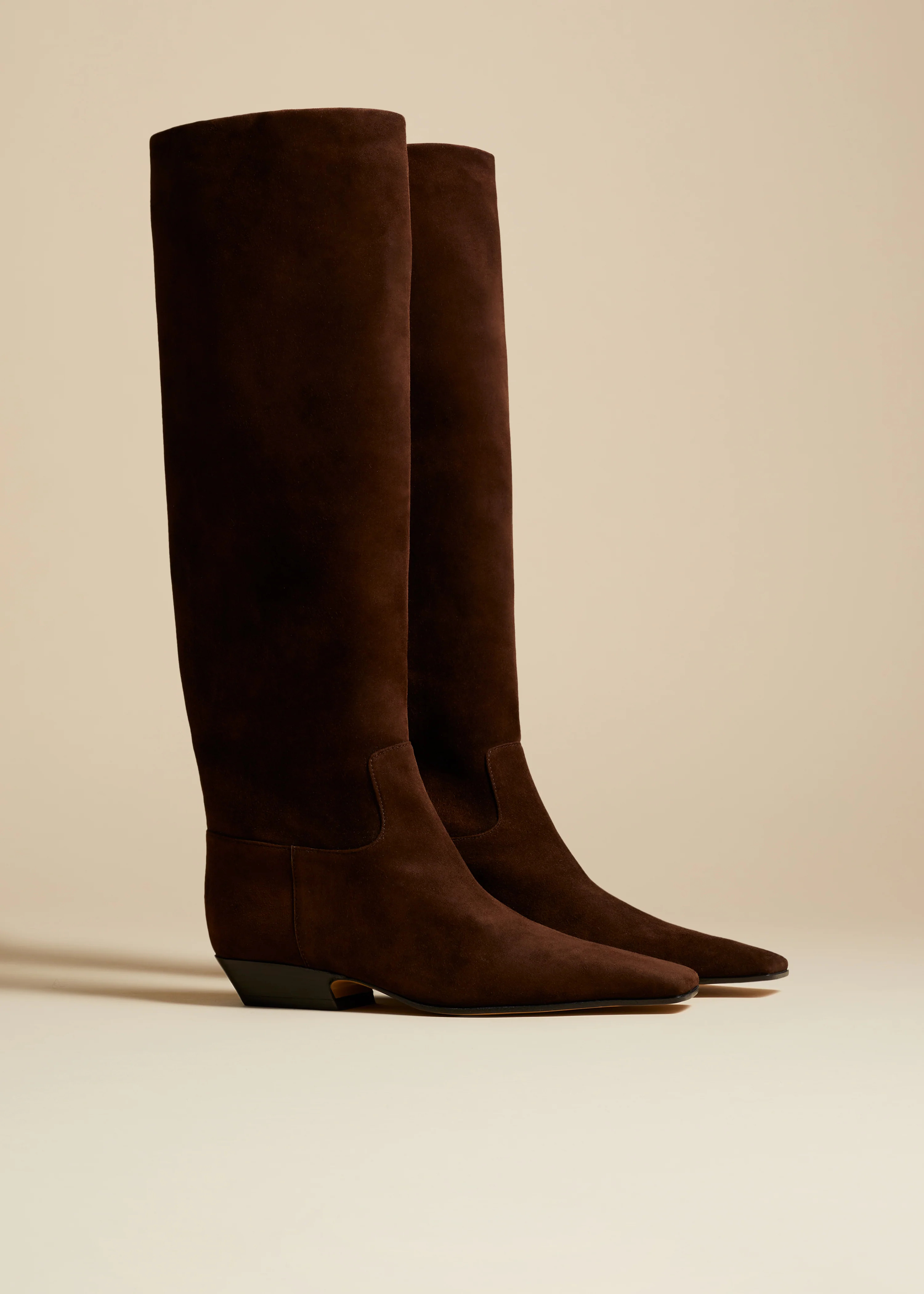 The Marfa Knee-High Boot in Coffee Suede | Khaite
