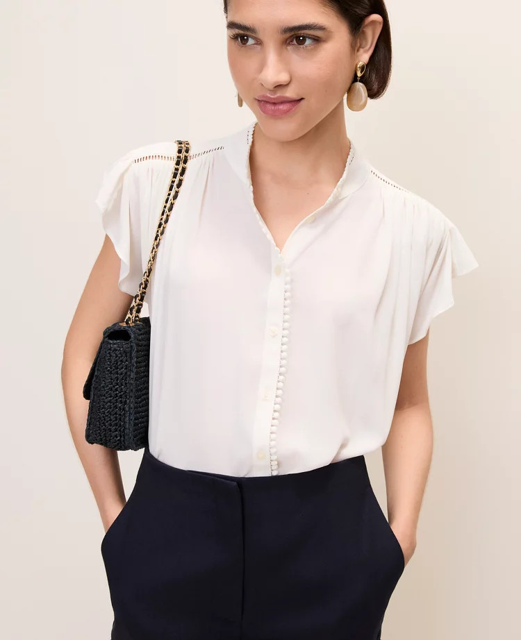 Flutter Sleeve Button Down Blouse | Ann Taylor