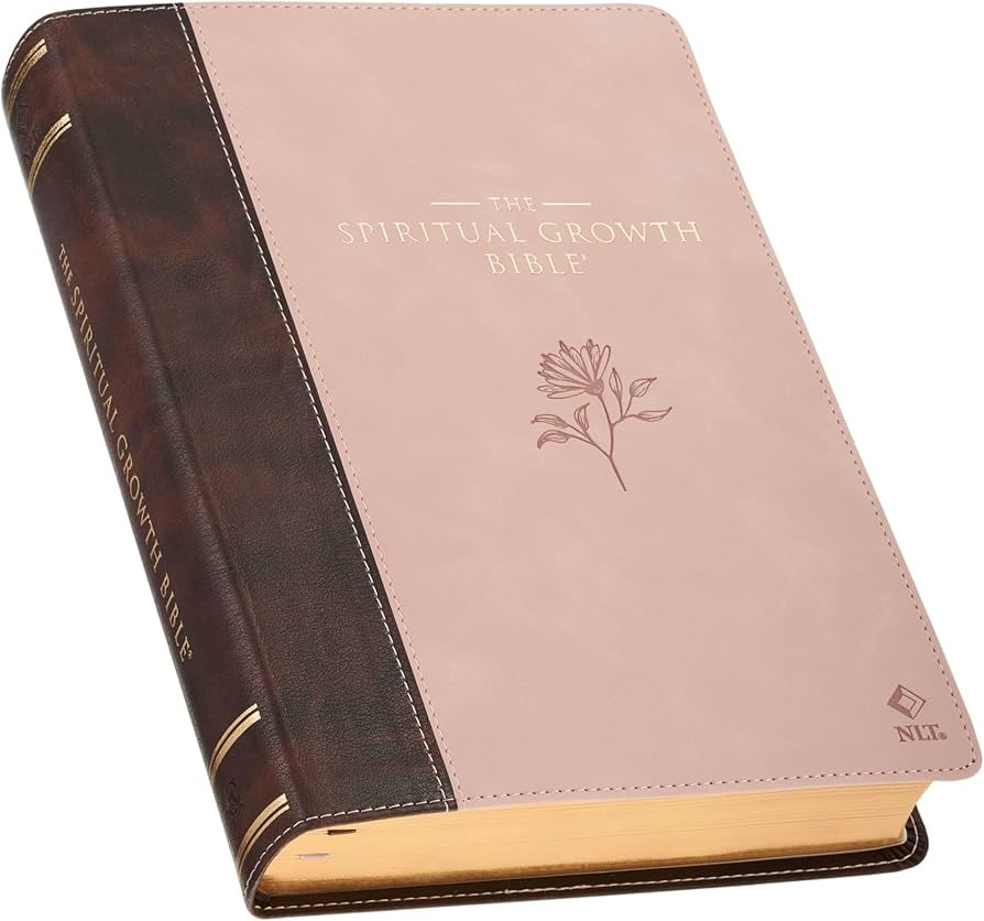The Spiritual Growth Bible, Study Bible, NLT - New Living Translation Holy Bible, Vegan Leather, Brown/Pink Two-Tone | Amazon (US)