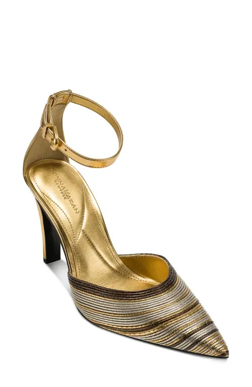 Donna Karan New York Patrica Ankle Strap Pointed Toe Pump in Gold/copper at Nordstrom, Size 7 | Nordstrom