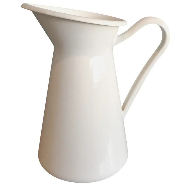 White Enamel Pitcher | Chairish
