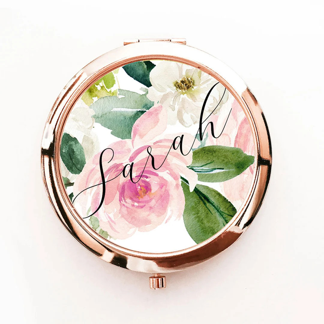 Floral Bridesmaid Gift Personalized Mirror Compacts Women - Etsy | Etsy (US)