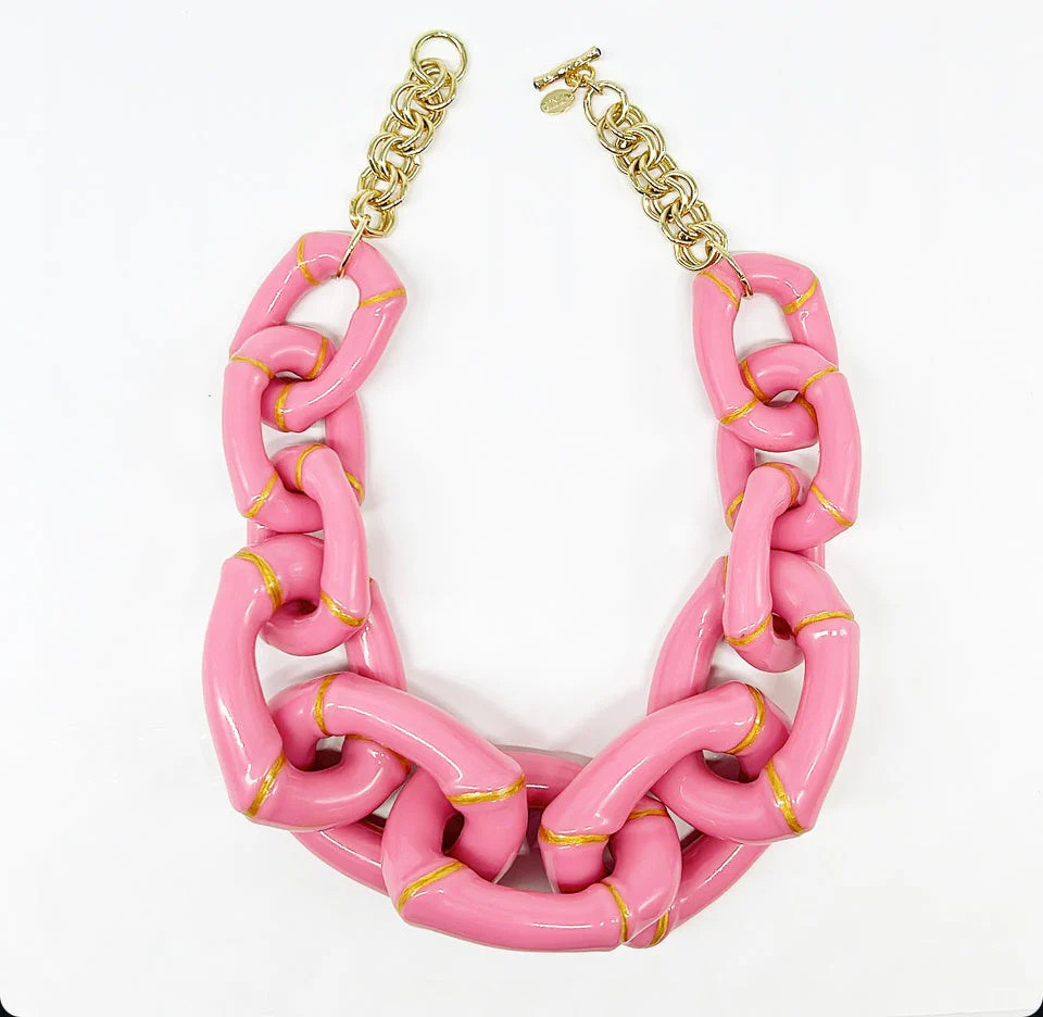 "The Michelle"  Bamboo Link Necklace by Parker Kennedy - Pink | House Of MBR