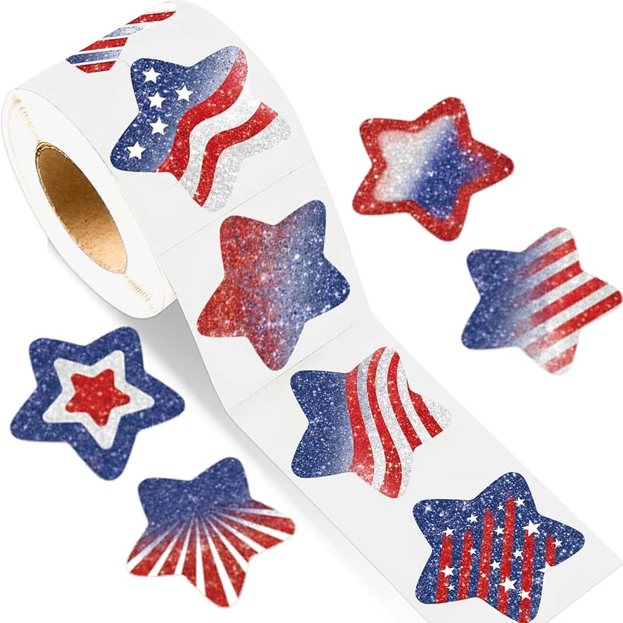 500 Pcs 4th of July Stickers Fourth of July Stickers Patriotic Star Roll Sticker for Kids Party F... | Amazon (US)