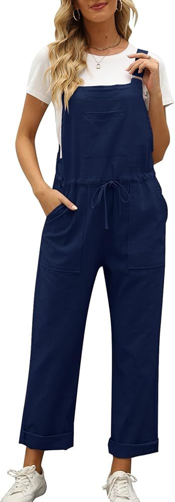 Flygo Overalls for Women Loose Fit Adjustable Strap Drawstring Cotton Overalls Jumpsuits | Amazon (US)