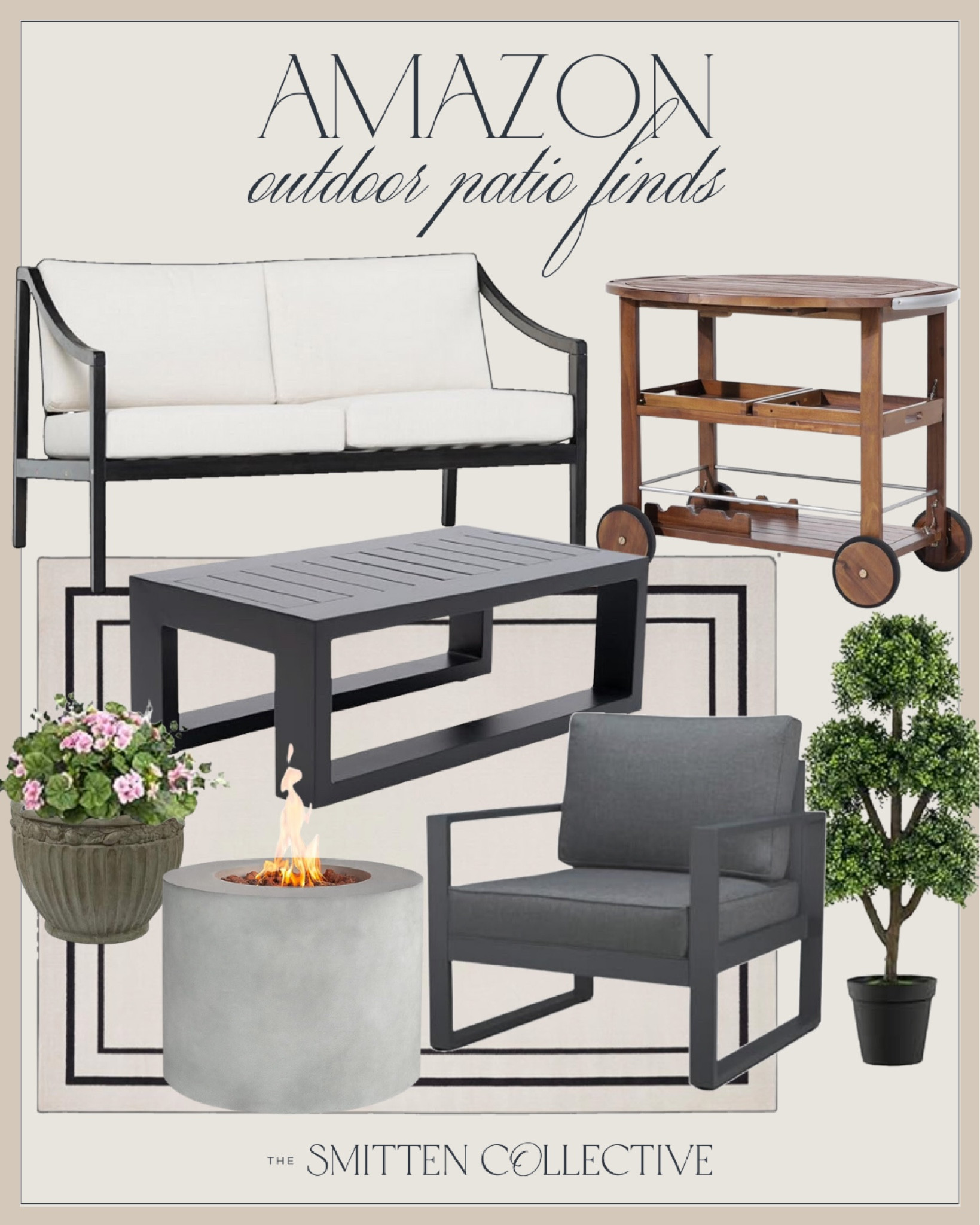Outdoor patio decor includes outdoor area rug, outdoor sofa, outdoor coffee table, outdoor accent chair, fire pit, planter, faux plant, faux topiary, wood bar cart.

Home decor, outdoor home decor, patio decor, patio finds, Amazon’s finds 

#LTKfindsunder100 #LTKhome #LTKstyletip