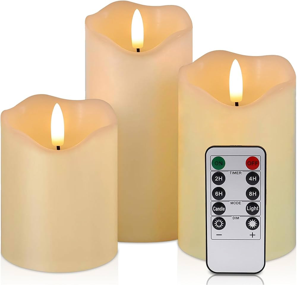 Flickering Flameless Candles with Remote and Timer, Realistic LED Candles, Battery Operated Candl... | Amazon (US)