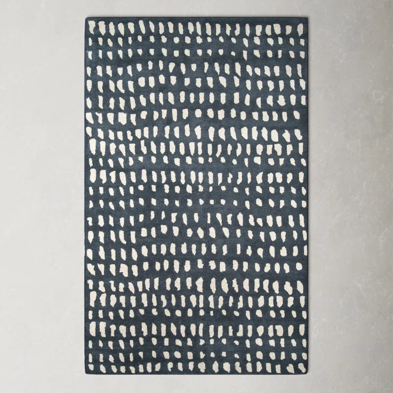 Glory Handmade Wool Dark Blue/Ivory Rug | Wayfair Professional