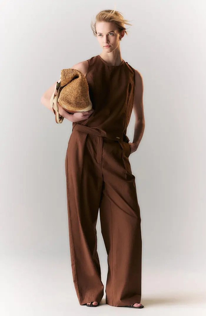 Barbour Lucy Pleated High Waist Cotton & Linen Pants | Nordstrom | Nordstrom