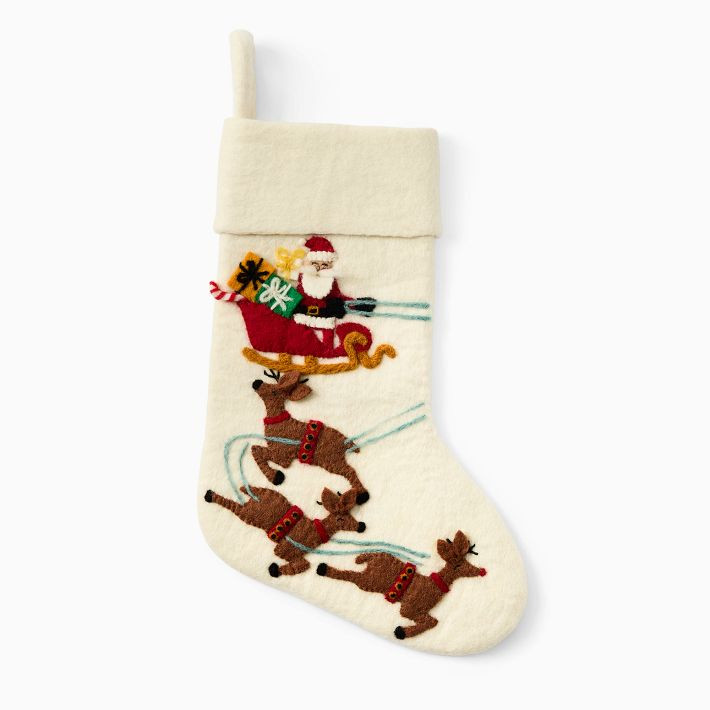 Felt Santa & Sleigh Stocking | West Elm (US)
