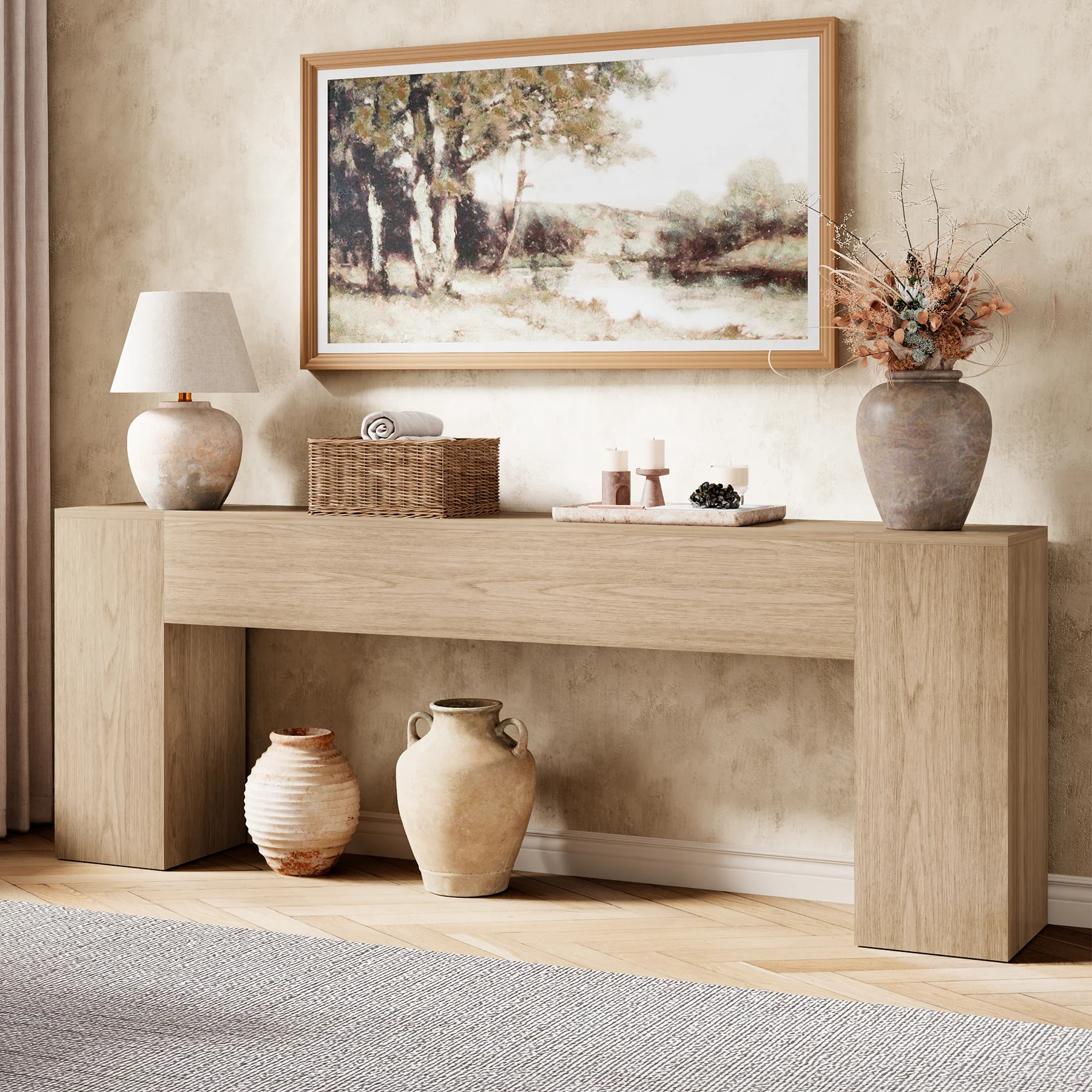 86-Inch Extra Long Console Table For Entryway, Wooden Behind Couch Table Narrow, Farmhouse Entrance Table For Hallway Living Room | Wayfair North America