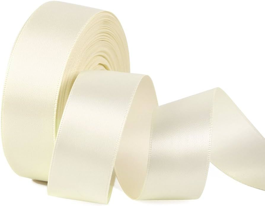 Double Face Satin Ribbon 1" Wide x 20 Yards for Party Wedding Home Decoration Handmade Craft (810 Iv | Amazon (US)