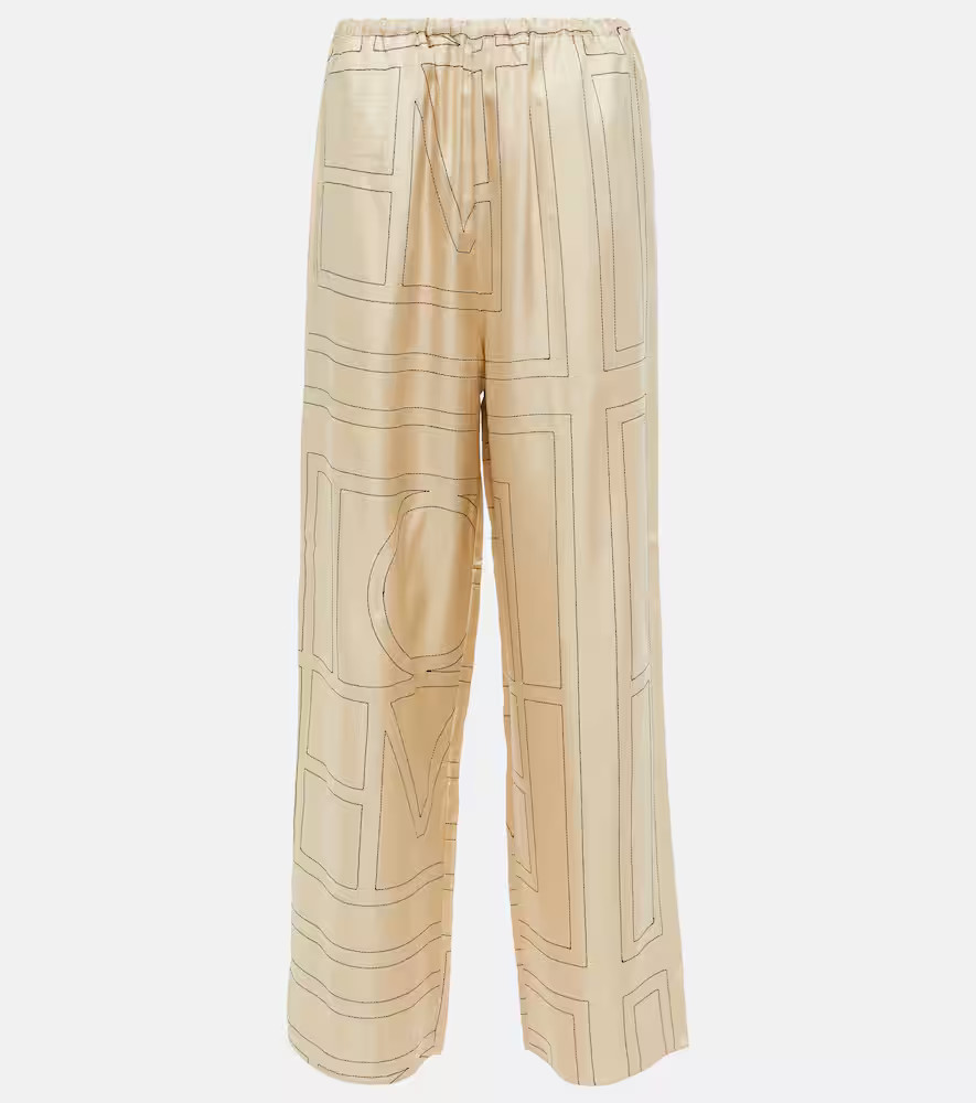 Toteme Logo mid-rise silk pants | Mytheresa (US/CA)