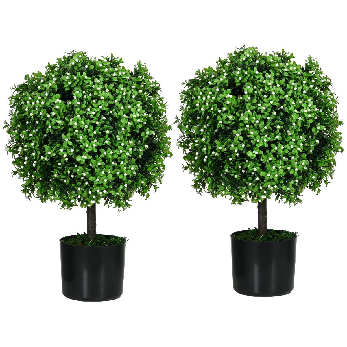 HOMCOM Set of 2 20.75" Artificial Boxwood Topiary Trees with Fruit, Potted Indoor Outdoor Fake Pl... | Target