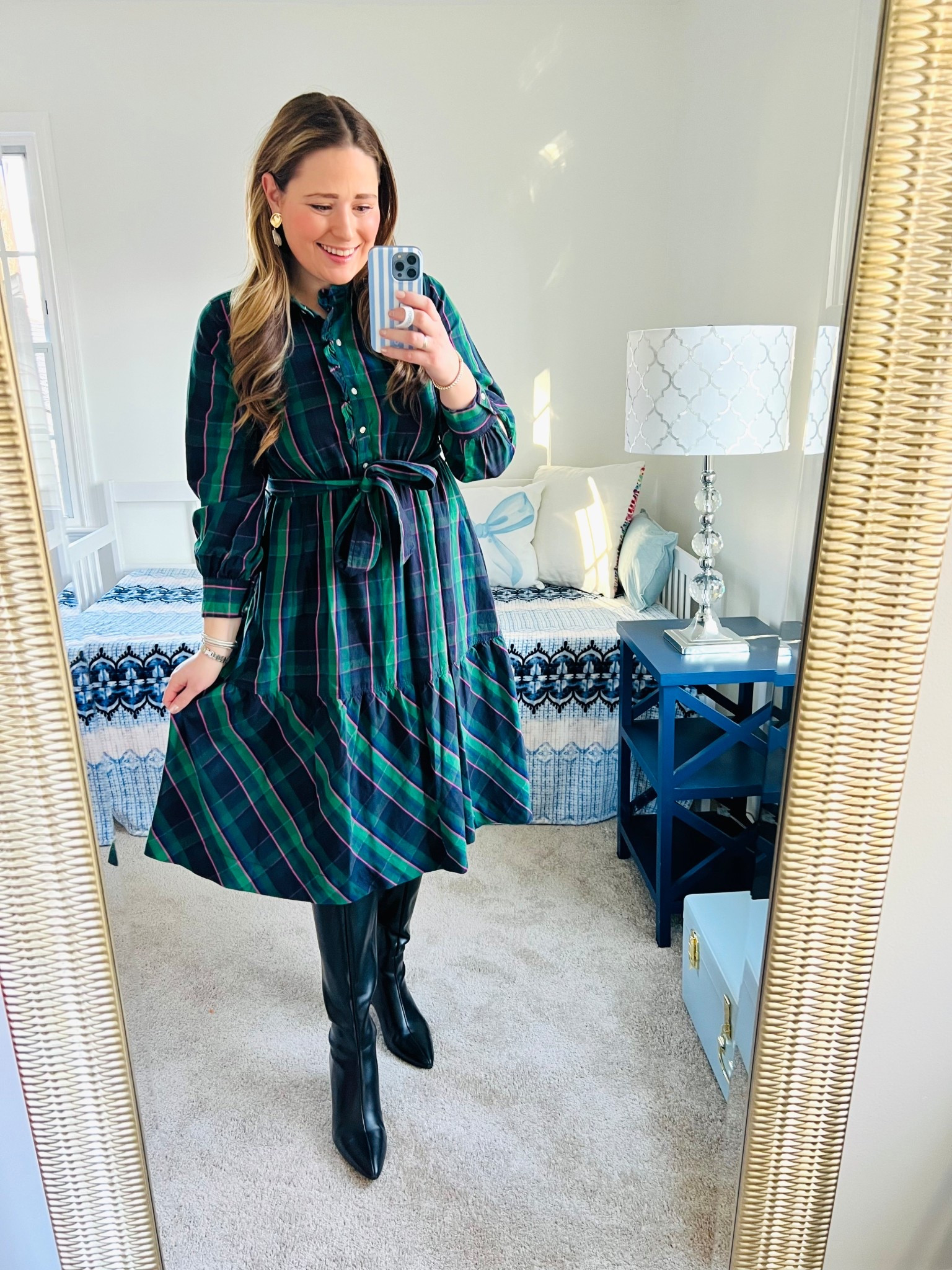 Winter Church Outfit || Green Plaid Dress 

#LTKootd #LTKMidsize