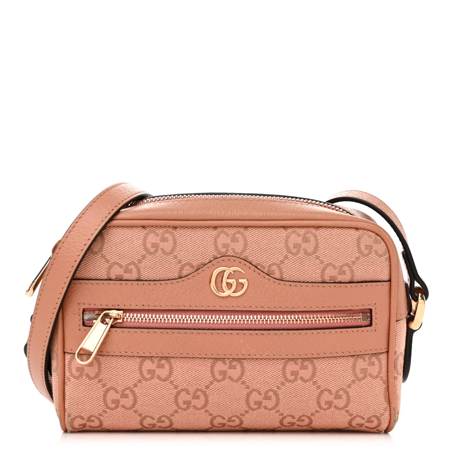 Monogram Textured Dollar Calfskin Mini Ophidia Shoulder Bag Cloche Rose Pink | FASHIONPHILE (US)