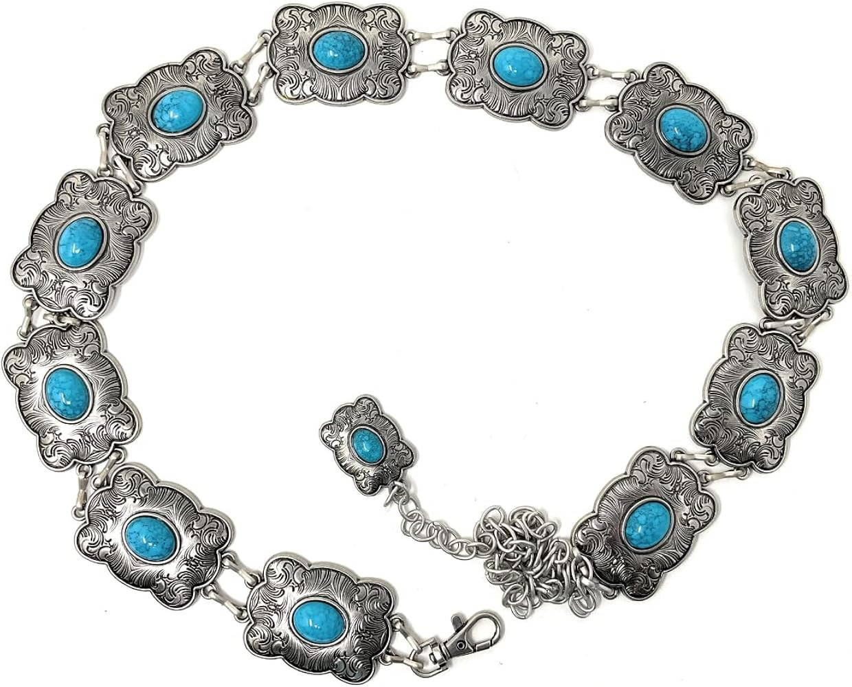 Western Women's Agate Stone Concho Medium Chain Belt in 7 color | Amazon (US)