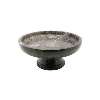 Creative Home 10 in. x 10 in. x 4.375 in. Fruit Bowl on Pedestal in Charcoal Marble | The Home Depot