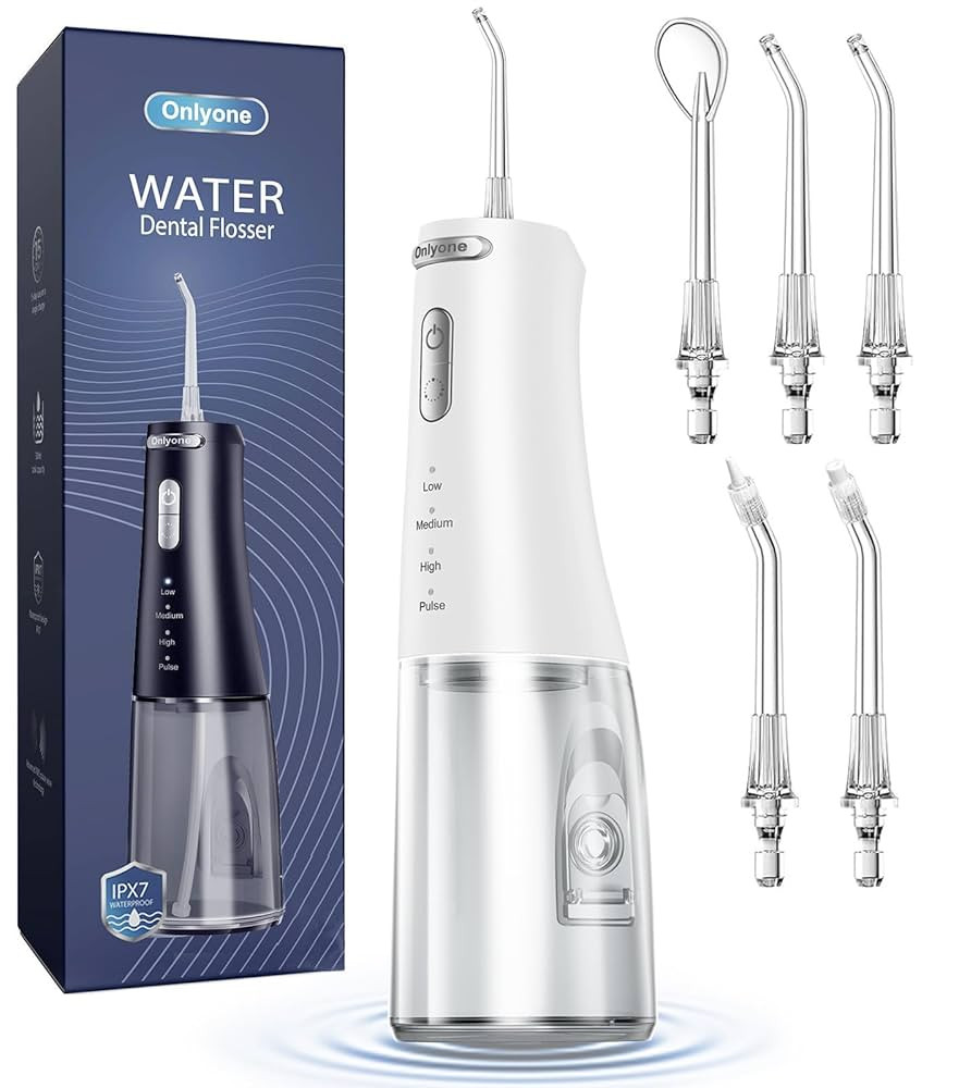 Onlyone Water Dental Flosser, 300ML Portable Oral Irrigator for Teeth, 4 Modes and 5 Jet Tips,Rec... | Amazon (US)