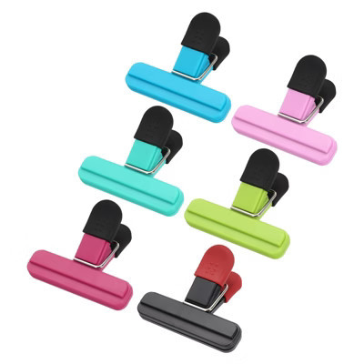 Unique Bargains Plastic Large Size Nonslip Kitchen Chip Bag Seal Grips 6 Pcs Rose Red/Blue/Dark Green/Black/Light Green/Pink 2.95"  x  2.56" | Target