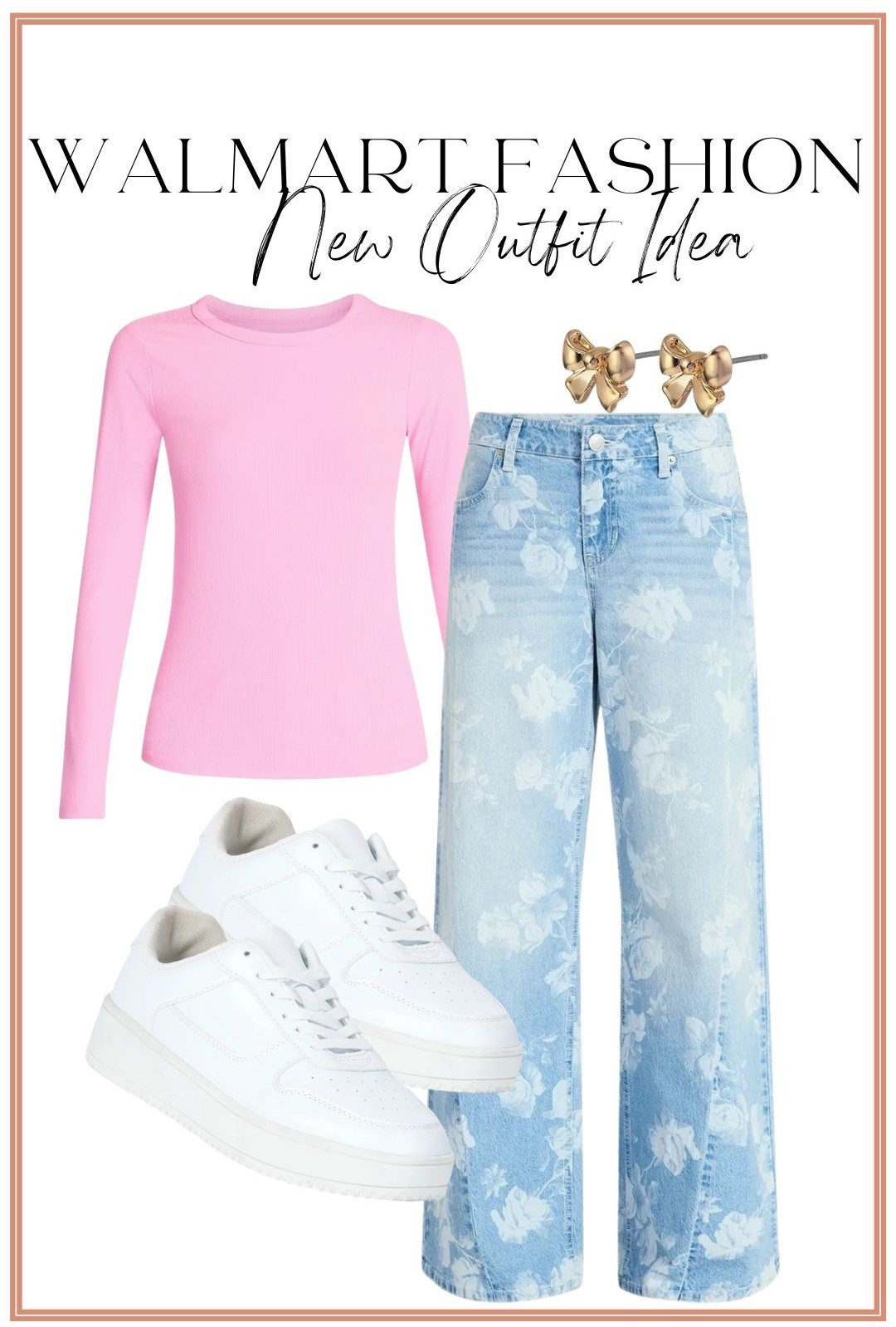 These new Walmart floral jeans are SO fun 🌸✨ Paired with this bubblegum pink top that’s ONLY $7, this outfit is the perfect mix of playful and everyday wearable.

The Walmart floral denim adds such a unique statement while still being easy to style, and the pink long-sleeve shirt is a must-have basic you’ll wear on repeat. Finished with white sneakers and gold bow earrings for a cute, casual look that works for school drop-off, errands, weekend plans, or casual days out.

If you’re looking for Walmart spring outfits, affordable floral jeans, or budget-friendly everyday style, this look is a total win. Fun, comfortable, and SO affordable — exactly why Walmart fashion never disappoints.

✨ New Walmart arrivals
✨ Floral statement denim
✨ $7 everyday top
✨ Easy casual outfit

Linked in LTK and available now at Walmart 🤍

#WalmartFashion #WalmartFinds #FloralJeans #AffordableFashion #EverydayOutfits #CasualStyle #BudgetFriendlyFashion #WalmartStyle #SpringOutfit #MomLifeStyle