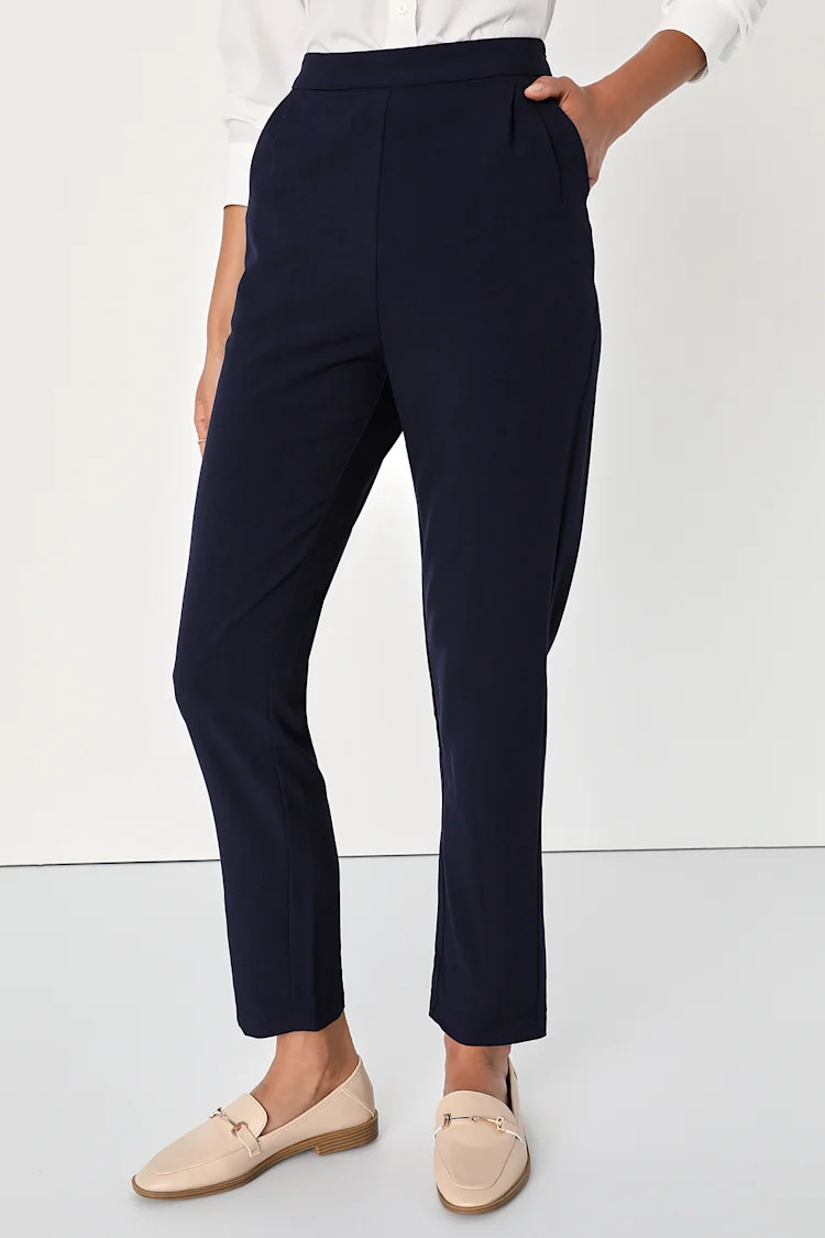 Kick It Navy Blue High-Waisted Trouser Pants | Lulus