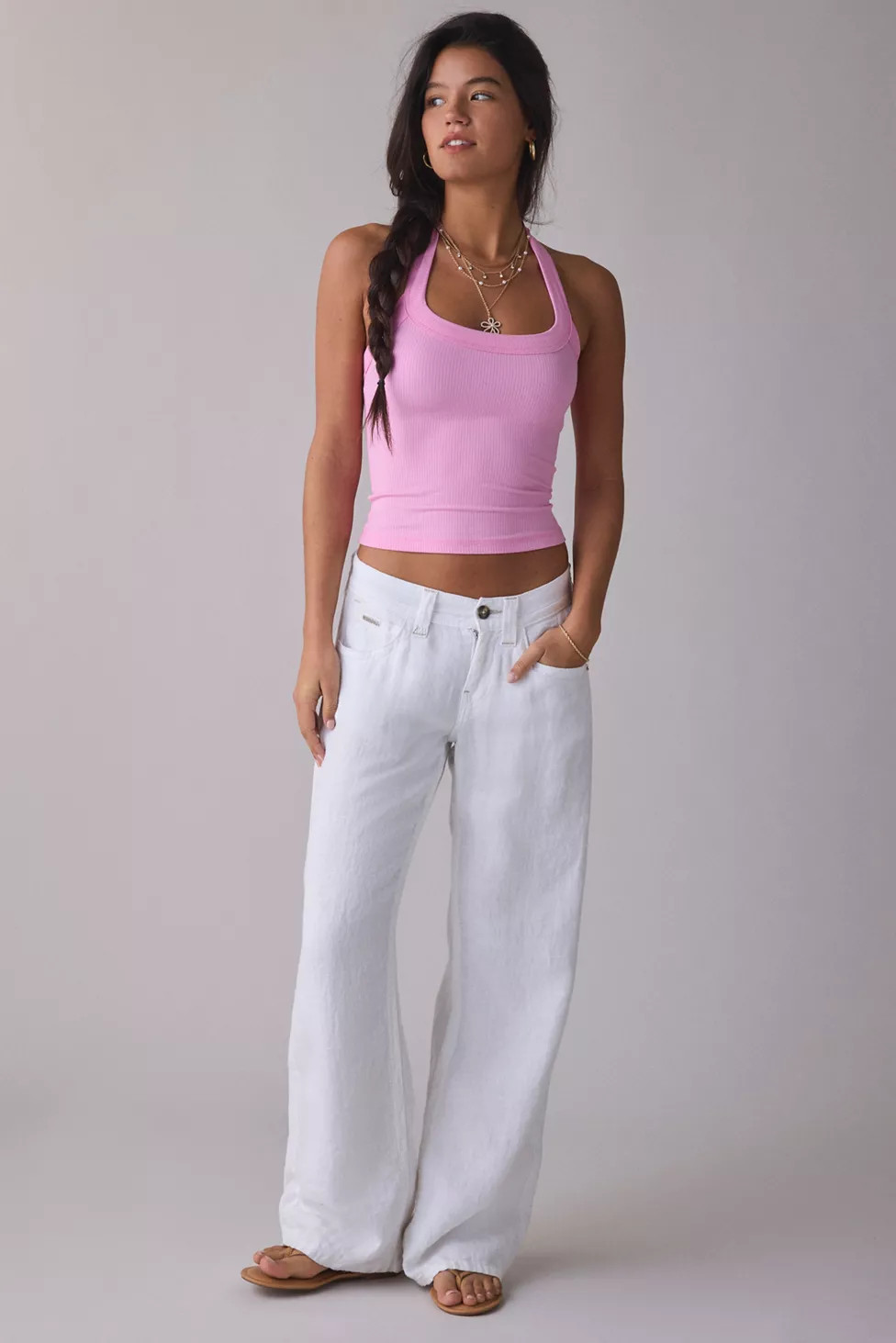 BDG Nova Ribbed Knit Cropped Halter Top | Urban Outfitters (US and RoW)