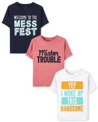 Toddler Boys Short Sleeve Humor Graphic Tee 3-Pack | The Children's Place CA - MULTI CLR | The Children's Place
