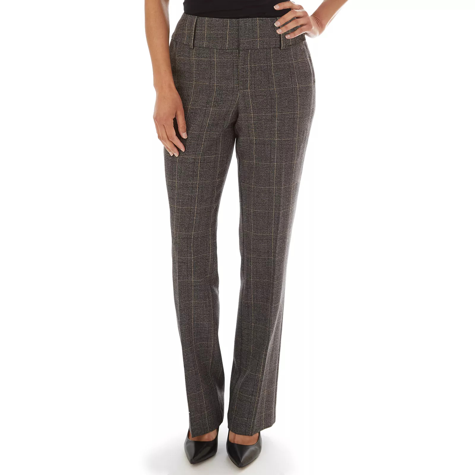 Women's Apt. 9 Curvy-Fit Magic Waist Pants, Size: 0 T/Large, Brown Plaid | Kohl's