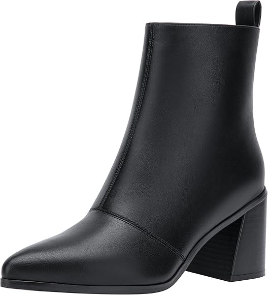 Jeossy Women's 9632 Ankle Boots Pointed Toe Heeled Booties Fashion Block Heel Boots for Women | Amazon (US)