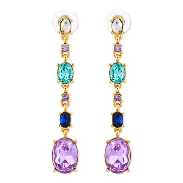 Scoop Womens 14K Gold Flash-Plated Multi-Color Crystal Drop Statement Earrings - Walmart.com | Walmart (US)