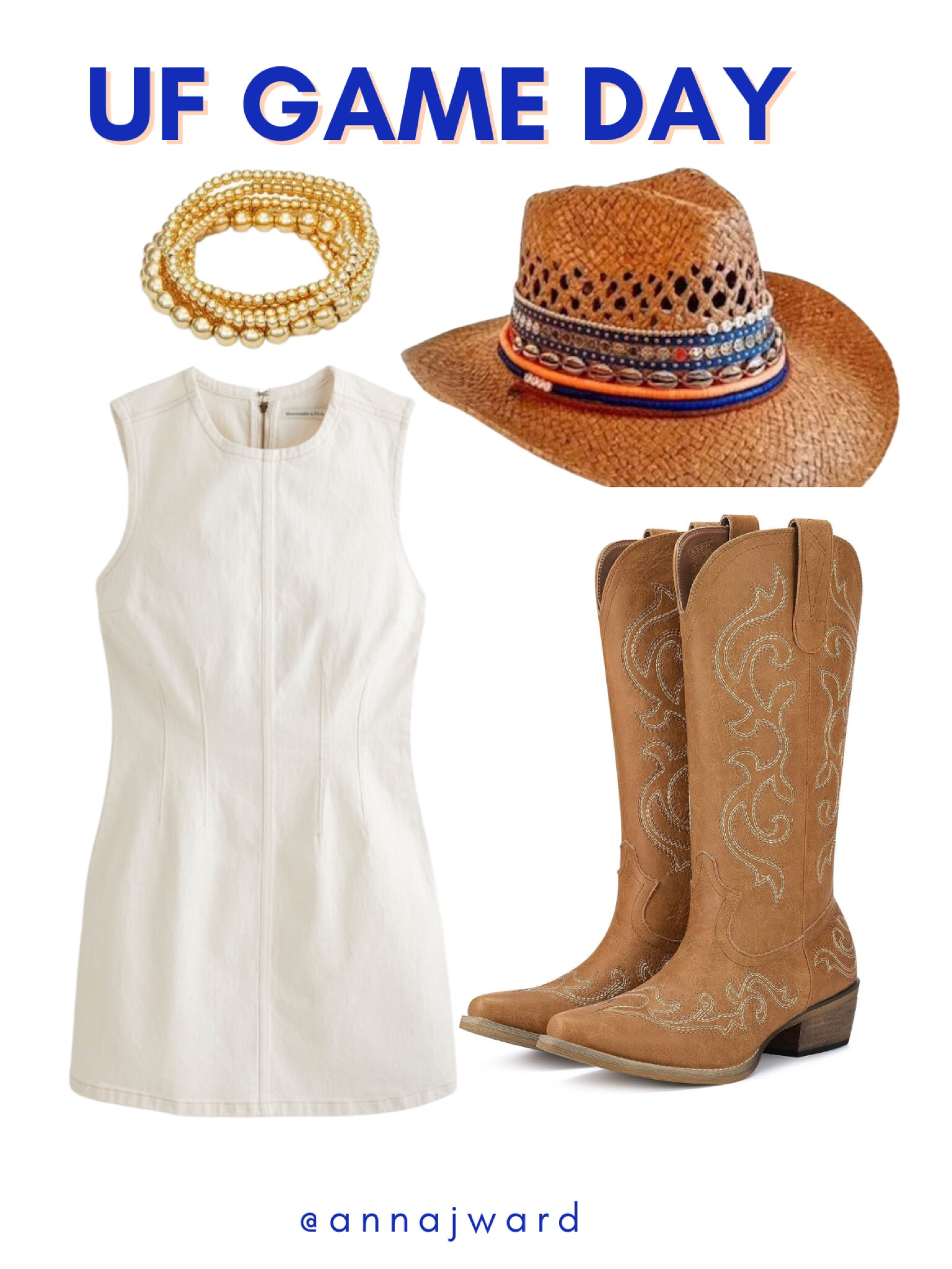 Follow @annajward for more 🐊🧡💙 UF game day outfit inspo. College game day outfit inspo. University of Florida game day. Overall outfit. Florida gators game day