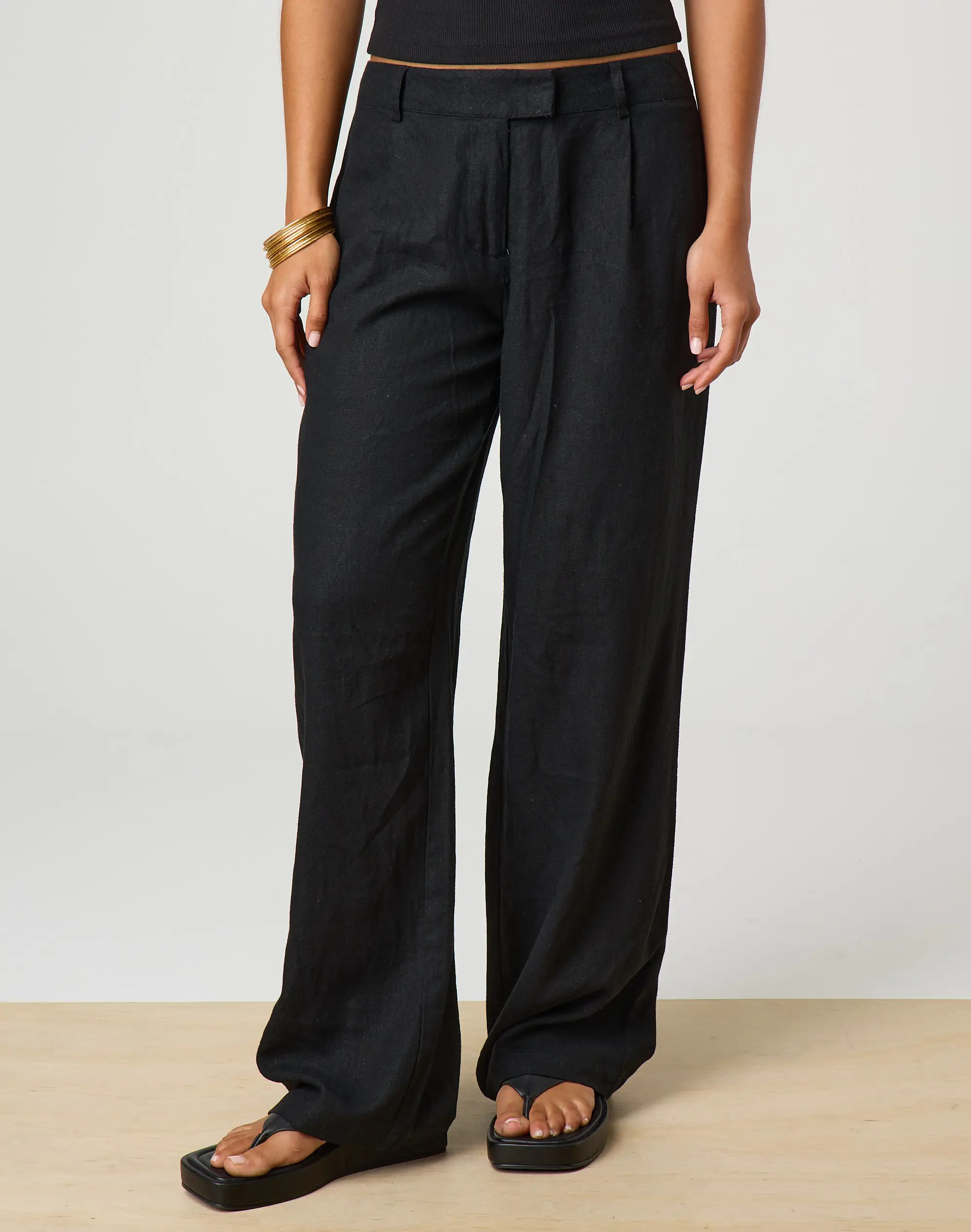 Low Rise Tailored Wide Leg Linen Pant | Glassons (Australia)