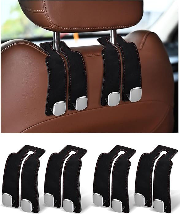 Headrest Hooks for Car, 4 Pack Car Seat Back Organizer Storage Hook, Double Hook Car Seat Hooks f... | Amazon (US)