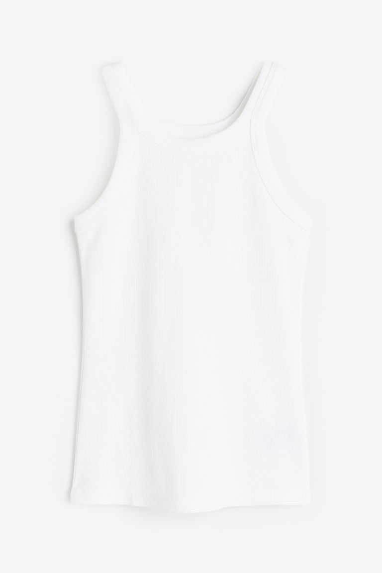 H & M - Ribbed vest top - White | H&M (UK, MY, IN, SG, PH, TW, HK)