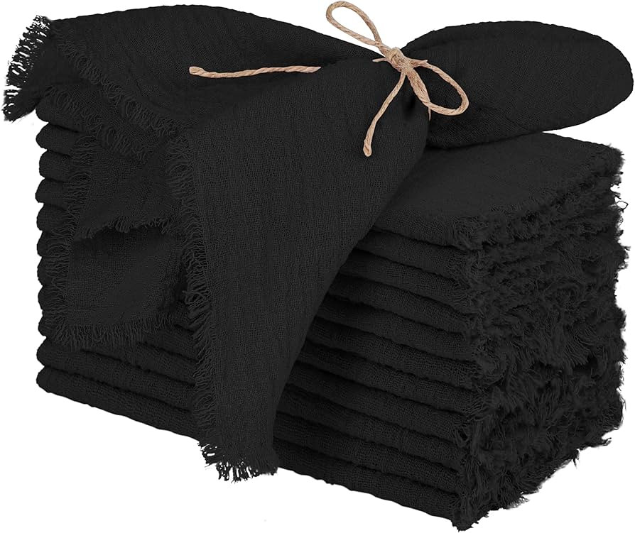 TURSTIN 12 Pieces Cotton Linen Cloth Napkin Handmade Cloth Napkin with Fringe 17 x ... | Amazon (US)