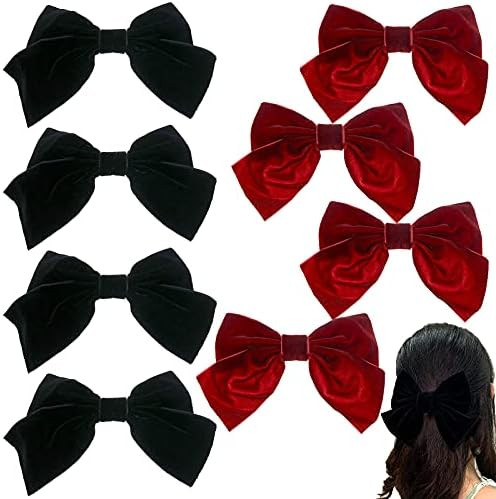 DIYstore 8 Pack Velvet Girl Hair Bows Alligator Clips Barrettes Hair Clips Hair Accessories for T... | Amazon (US)