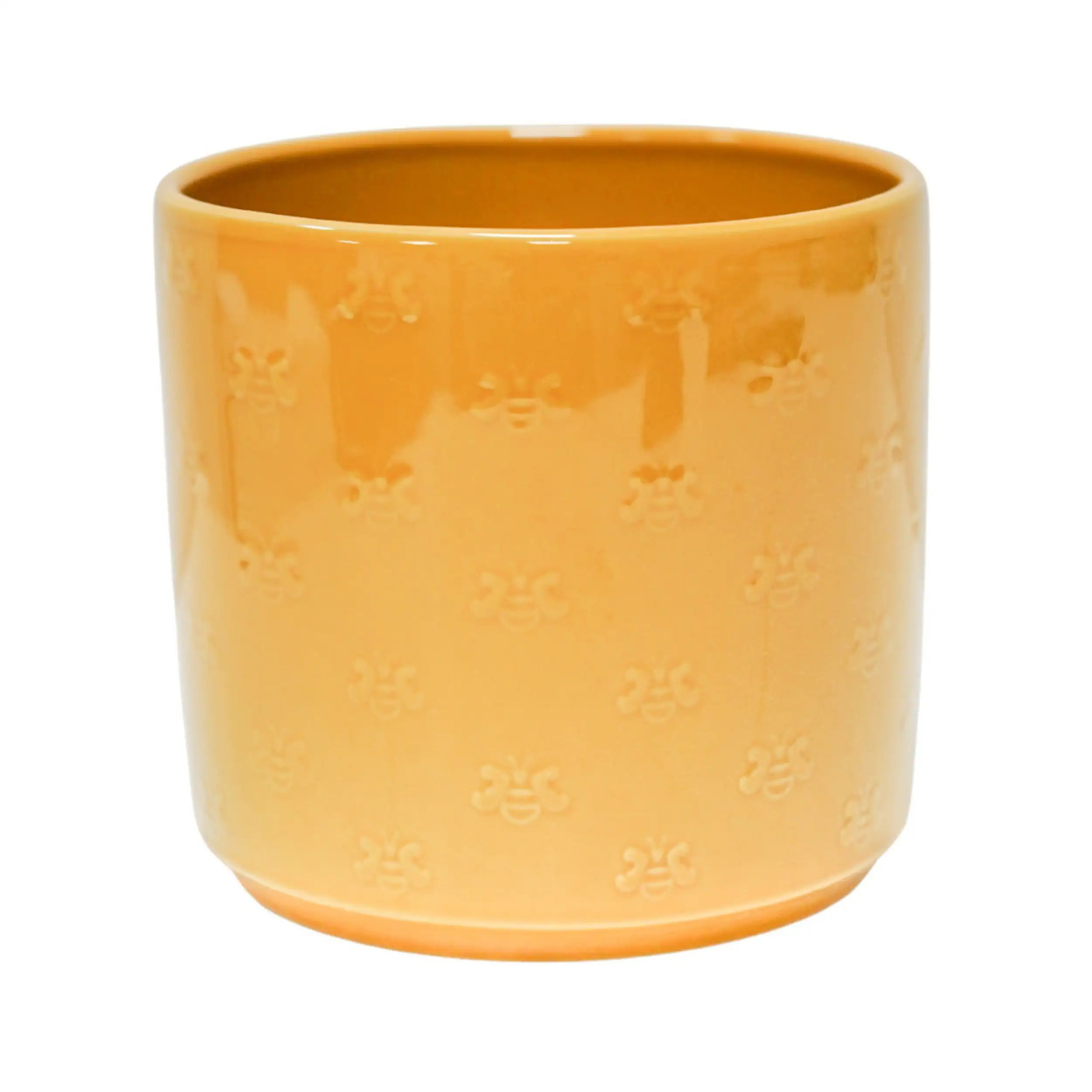 allen + roth Round 6.102-in W x 6.102-in L x 5.591-in H Yellow Glazed ceramic Indoor Planter Large | LOAYBP6 | Lowe's