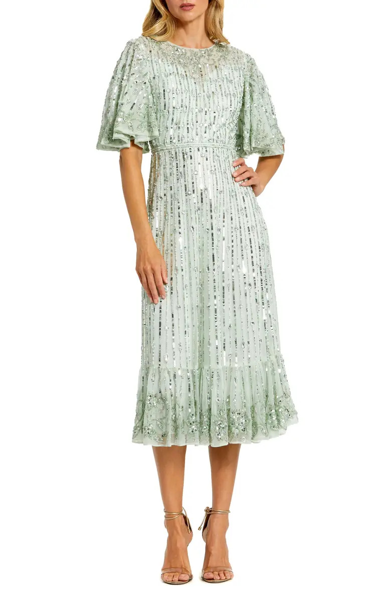 Sequin Flounce Sleeve Tulle Cocktail Dress | Nordstrom