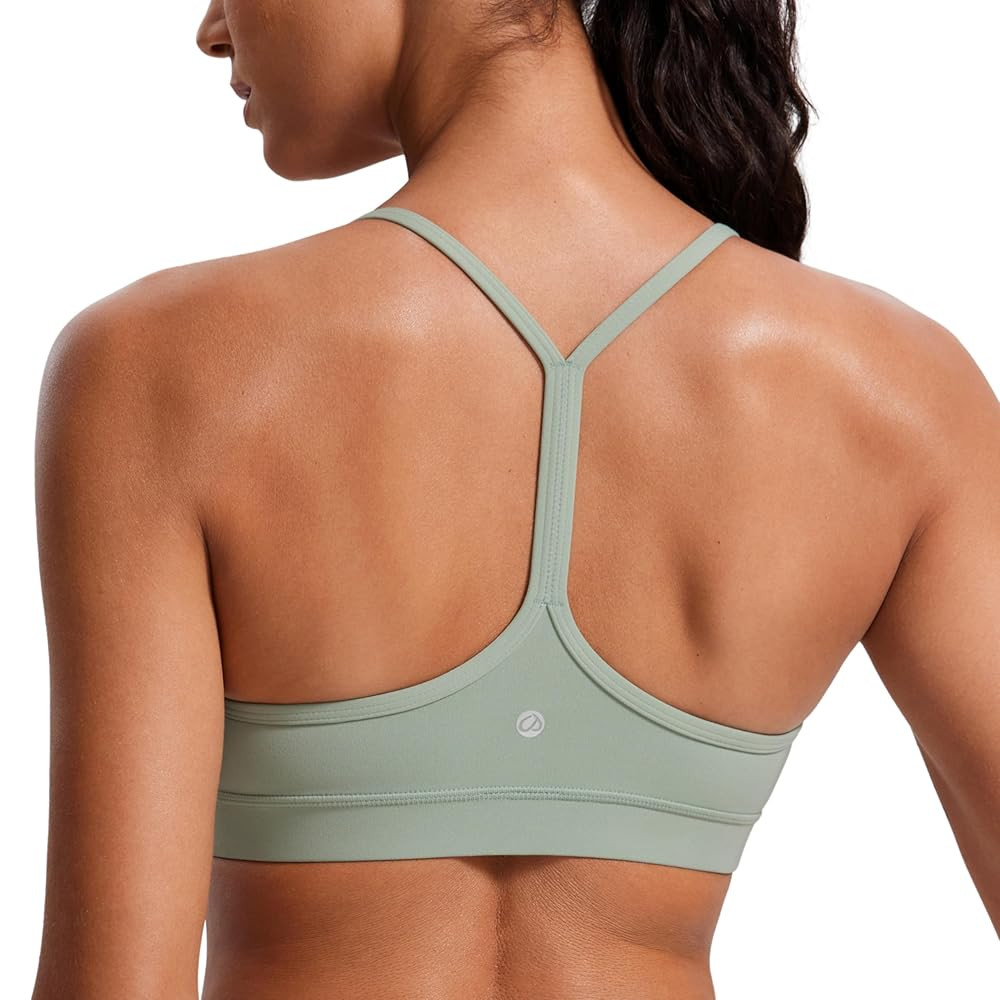 CRZ YOGA Butterluxe Womens Y Back Sports Bra - Padded Racerback Low Impact Spaghetti Thin Strap W... | Amazon (US)