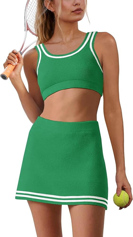 Nirovien Womens 2 Piece Workout Sets Tennis Skort Sets Matching Gym Clothes Tank Top and Athletic... | Amazon (US)