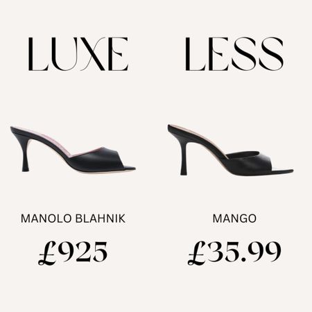 Looks for less.  I found these Manolo Blahnik Jada Mule dupes in Mango for a lot less. Grab these staple heels for your wardrobe.  A great investment and won’t break the bank either!

#LTKstyletip #LTKSeasonal #LTKunder50