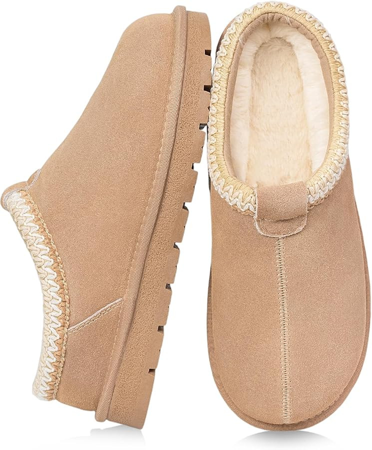 XIXITIAO Slippers for Women Suede Leather Platform Slippers Slip on Cozy Winter Womens House Slip... | Amazon (US)