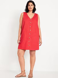 Sleeveless Button-Front Mini Dress | Old Navy (US)