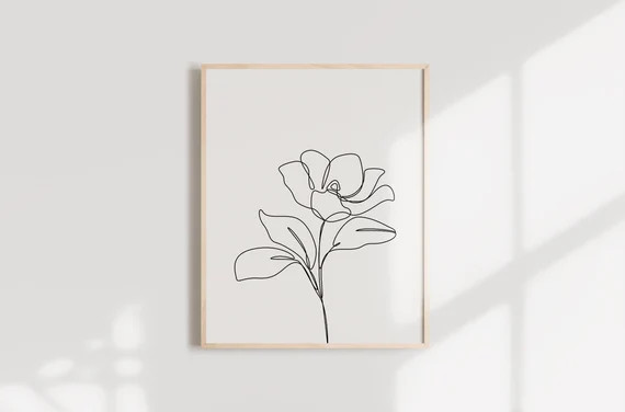 Magnolia Flower One Line Drawing Flower Minimalist Printable | Etsy | Etsy (US)