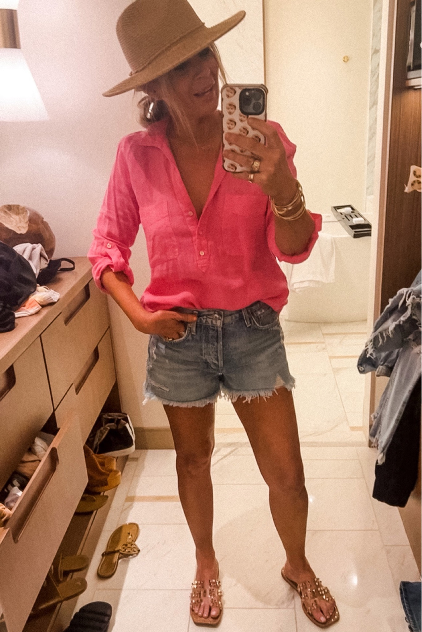 Travel, resort wear, jeans